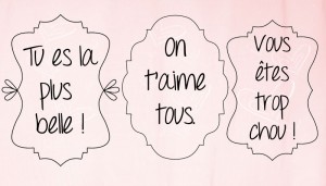 Etiquettes à déposer sur l'assiette de la mariée