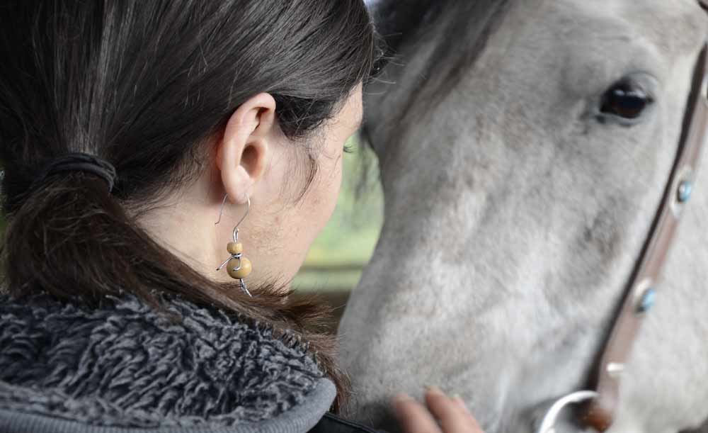 Boucles d'oreilles argent massif recyclé et bonhomme en bois