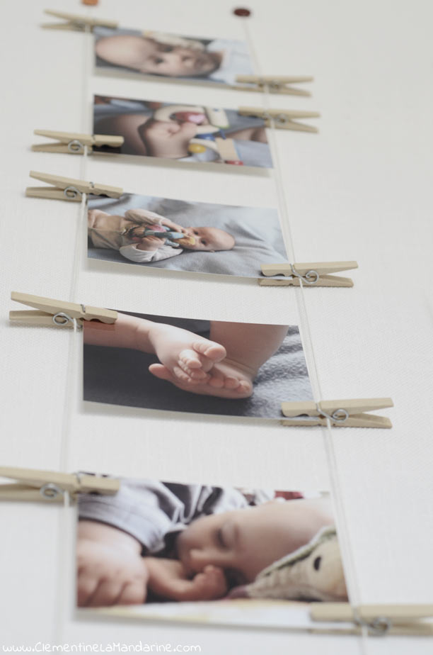 Cadre Photo Mural 3D En Bois Avec Pinces - 2 Cordes, 8 Pinces, Pour Photos, Cartes Postales, Billets, Décoration Murale